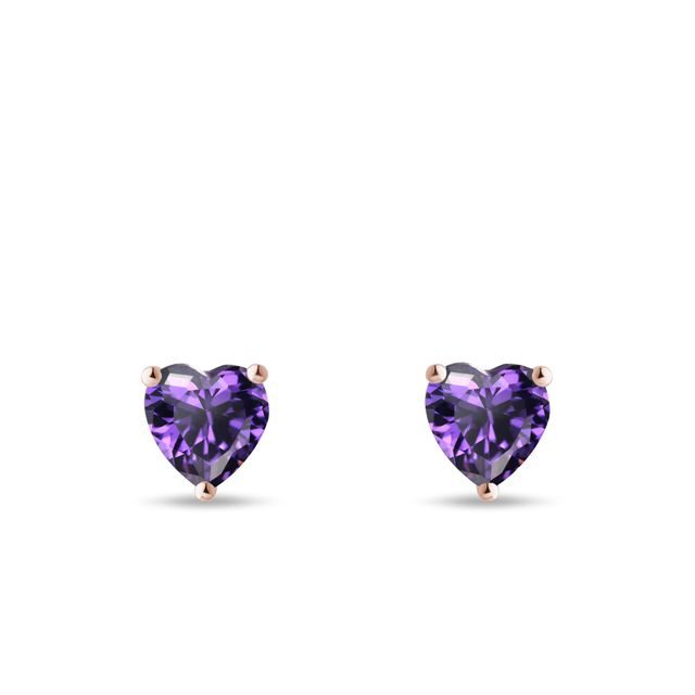 HERZOHRRINGE MIT AMETHYSTEN - OHRRINGE AMETHYST - OHRRINGE