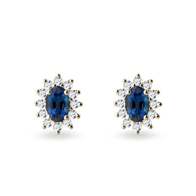 Sapphire and diamond earrings in yellow gold