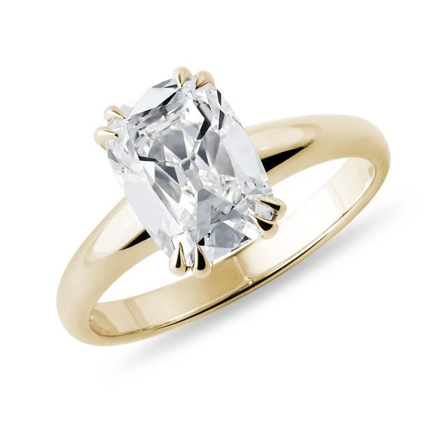RING MIT 2 CT LABORDIAMANT IM OLD MINE SCHLIFF IN GELBGOLD - RINGE MIT LAB GROWN DIAMANTEN - VERLOBUNGSRINGE
