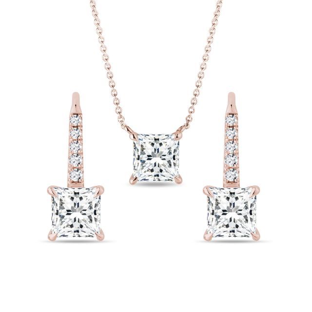 PARURE DE BIJOUX AVEC DIAMANTS DE SYNTHÈSE EN OR ROSE - ENSEMBLES DE BIJOUX EN DIAMANT - BIJOUX