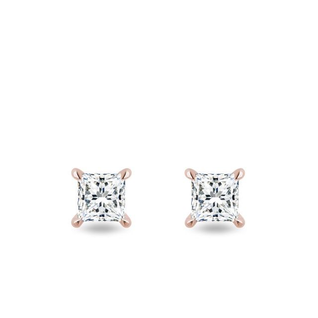 BOUCLES D'OREILLES EN OR ROSE ET DIAMANTS DE SYNTHÈSE - PUCES D'OREILLES EN DIAMANT - BOUCLES D'OREILLES