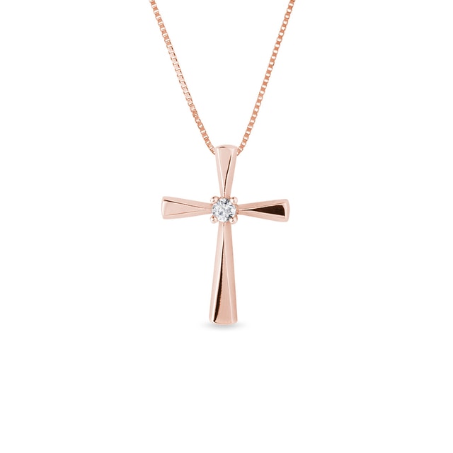 Cross pendant with diamonds in rose gold