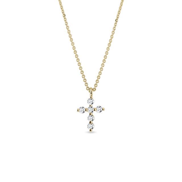 DIAMOND CROSS NECKLACE IN YELLOW GOLD - DIAMOND NECKLACES - NECKLACES