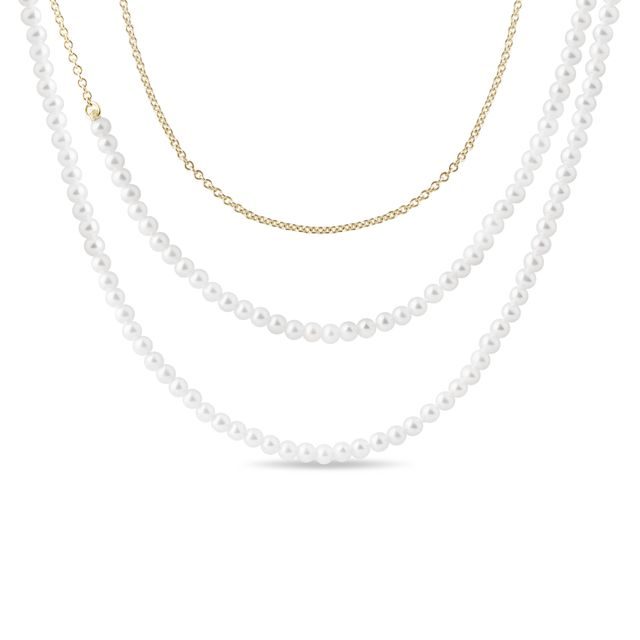 KETTE MIT SÜSSWASSERPERLEN IN GELBGOLD, 85 CM LANG - PERLEN KETTEN - PERLEN