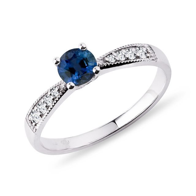 Sapphire and Diamond Ring in White Gold | KLENOTA