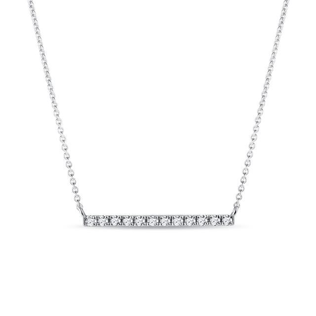 White Gold Necklace with a Diamond Bar