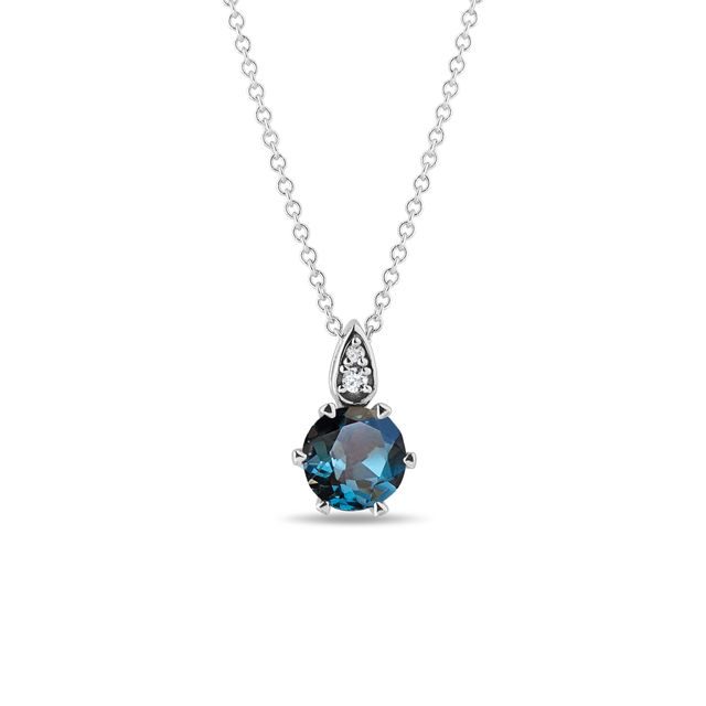 LONDON TOPAZ AND DIAMOND WHITE GOLD NECKLACE - TOPAZ NECKLACES - NECKLACES