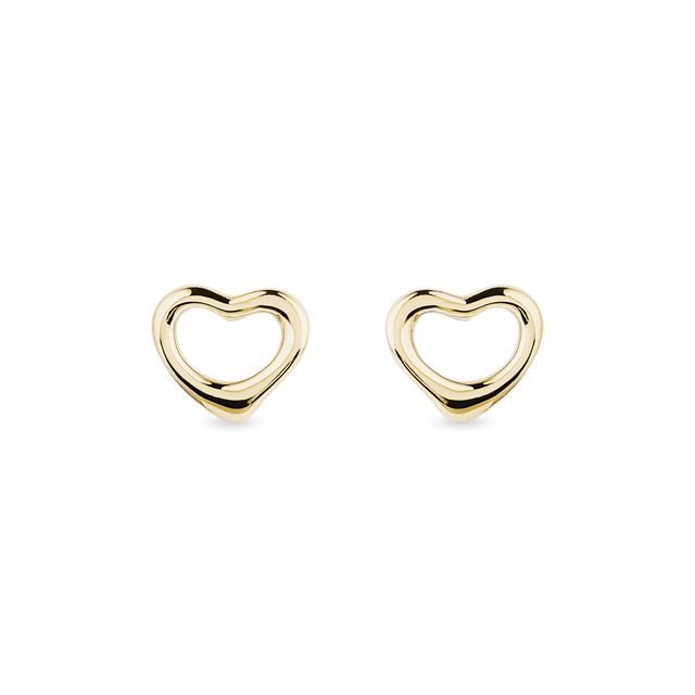 Heart earrings in yellow gold