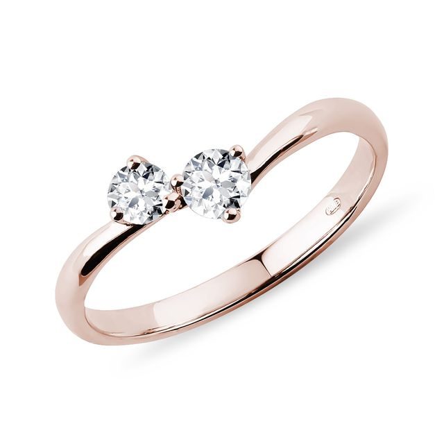 Nowoczesny pierścionek z różowego zlota z diamentami