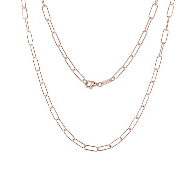 ŘETÍZEK TYPU PAPERCLIP V RŮŽOVÉM ZLATĚ V DÉLCE 50 CM - ZLATÉ ŘETÍZKY - NÁHRDELNÍKY