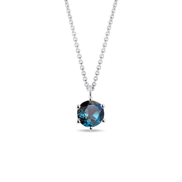 ROUND LONDON TOPAZ NECKLACE IN WHITE GOLD - TOPAZ NECKLACES - NECKLACES