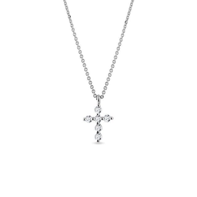DIAMOND CROSS NECKLACE IN 14K WHITE GOLD - DIAMOND NECKLACES - NECKLACES