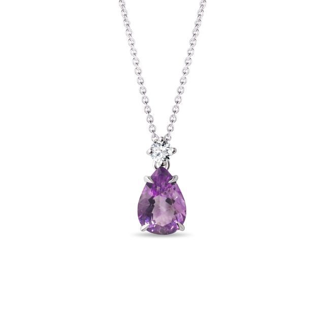 AMETHYST AND DIAMOND NECKLACE IN WHITE GOLD - AMETHYST NECKLACES - NECKLACES