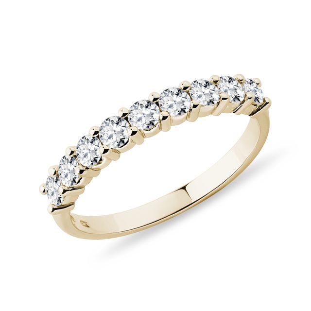 BAGUE EN OR JAUNE AVEC PETITS DIAMANTS - ALLIANCES DE MARIAGE FEMMES - ALLIANCES DE MARIAGE