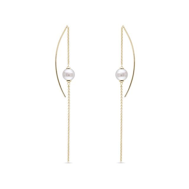 MODERN PEARL EARRINGS IN YELLOW GOLD - PEARL EARRINGS - PEARL JEWELRY