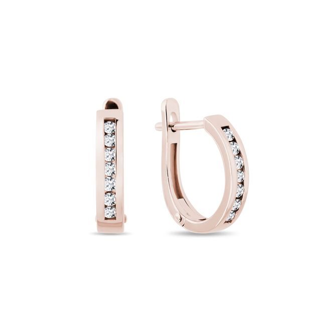 BOUCLES D'OREILLES EN OR ROSE ET DIAMANTS SERTI RAIL - BOUCLES D'OREILLES EN DIAMANT - BOUCLES D'OREILLES