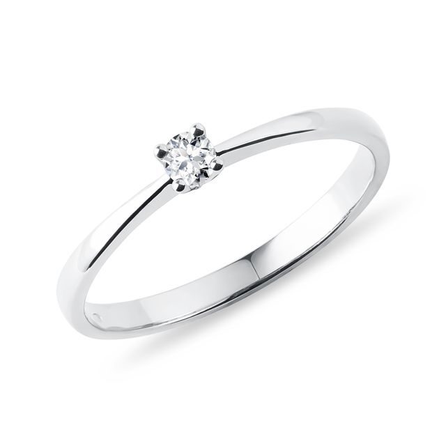 FINE WHITE GOLD RING WITH DIAMOND - SOLITAIRE ENGAGEMENT RINGS - ENGAGEMENT RINGS