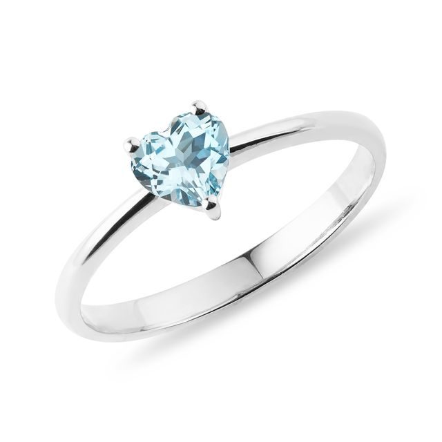 HEART-SHAPED TOPAZ RING IN 14K WHITE GOLD - TOPAZ RINGS - RINGS