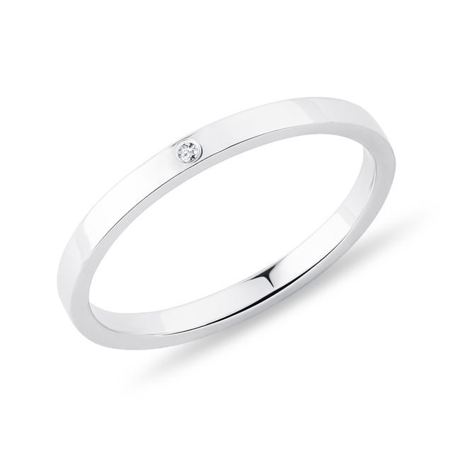 BAGUE DE MARIAGE EN OR BLANC AVEC DIAMANT - ALLIANCES DE MARIAGE FEMMES - ALLIANCES DE MARIAGE