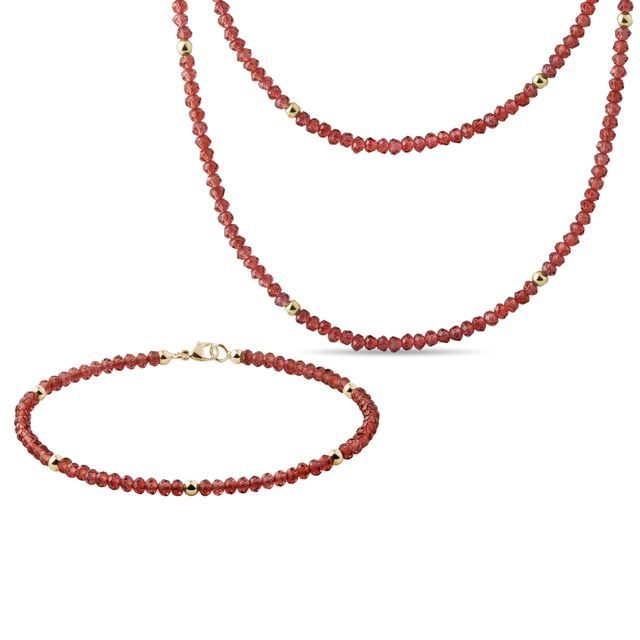 GARNET NECKLACE AND BRACELET SET IN YELLOW GOLD - GEMSTONE SETS - FINE JEWELRY