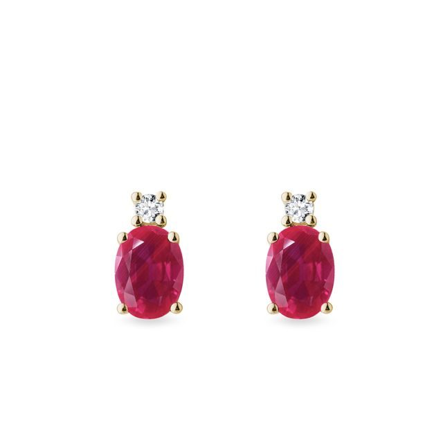 BOUCLES D'OREILLES EN OR AVEC RUBIS ET DIAMANTS - BOUCLES D'OREILLES EN RUBIS - BOUCLES D'OREILLES