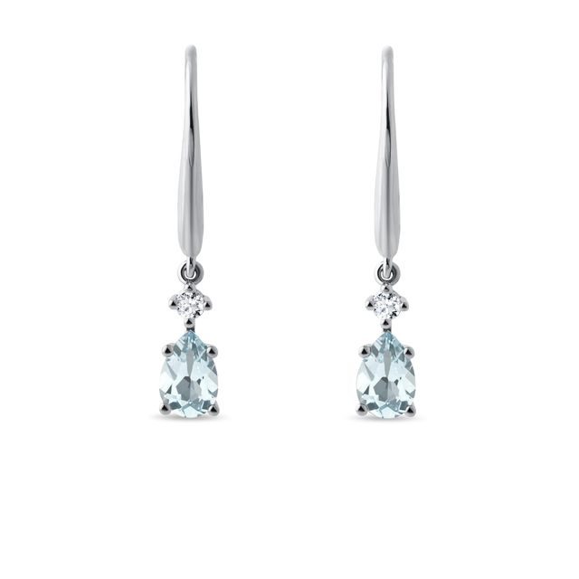 AQUAMARINE DROP EARRINGS IN WHITE GOLD - AQUAMARINE EARRINGS - EARRINGS