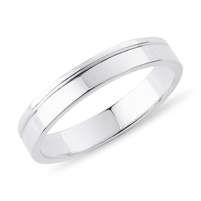 Men's White Gold Groove Wedding Ring