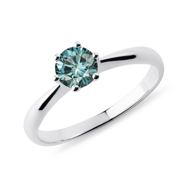 HALF-CARAT BLUE DIAMOND RING IN WHITE GOLD - FANCY DIAMOND ENGAGEMENT RINGS - ENGAGEMENT RINGS