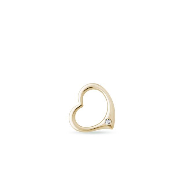 14K YELLOW GOLD HEART PENDANT WITH A DIAMOND - PENDANTS - NECKLACES