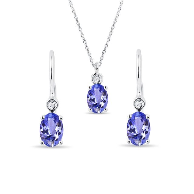 PARURE EN OR BLANC AVEC TANZANITES ET DIAMANTS - PARURES DE BIJOUX - BIJOUX KLENOTA