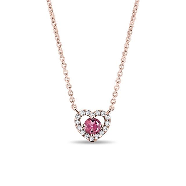 TOURMALINE AND DIAMOND HEART NECKLACE IN ROSE GOLD - TOURMALINE NECKLACES - NECKLACES