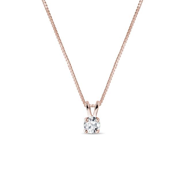 Necklace in 14k Rose Gold with Clear Brilliant