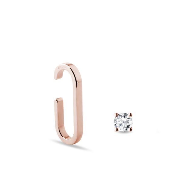 SET AUS OHRSTECKER UND OHRKLEMME MIT DIAMANT IN ROSÉGOLD - SCHMUCK SETS DIAMANT - SCHMUCK