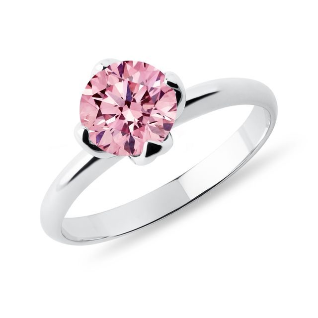 WHITE GOLD 1CT PINK DIAMOND ENGAGEMENT RING - RINGS WITH LAB-GROWN DIAMONDS - ENGAGEMENT RINGS