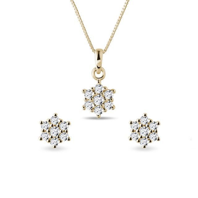 DIAMANTOVÝ SET ŠPERKŮ VE ŽLUTÉM 14K ZLATĚ - DIAMANTOVÉ SOUPRAVY - ŠPERKY