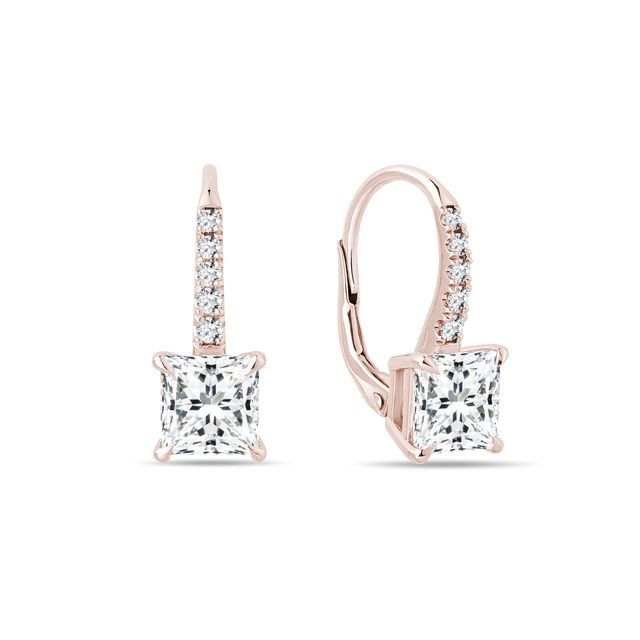PRINCESS CUT LAB GROWN DIAMOND EARRINGS IN ROSE GOLD - DIAMOND EARRINGS - EARRINGS