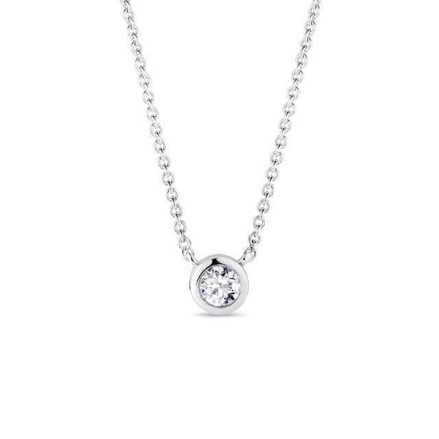 COLLIER D'OR BLANC AVEC DIAMANT SERTI CLOS - COLLIERS AVEC DIAMANTS - COLLIERS