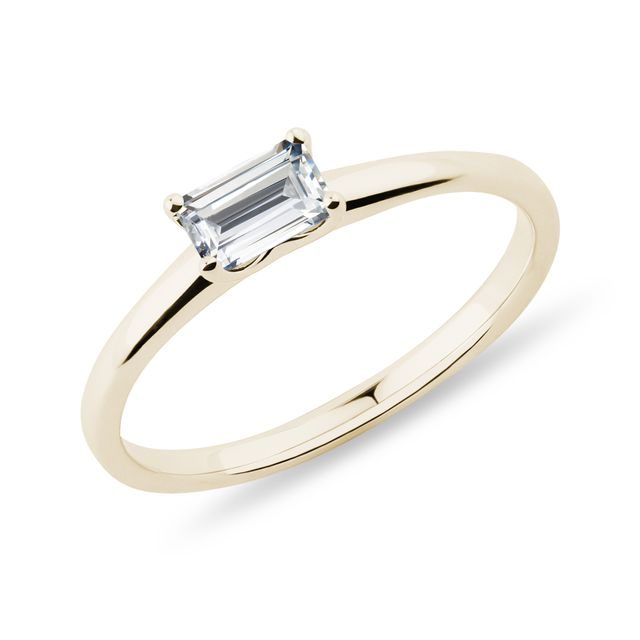 BAGUE EN OR JAUNE ET DIAMANT DE SYNTHÈSE SOLITAIRE - BAGUES AVEC DIAMANTS DE SYNTHÈSE - BAGUES DE FIANÇAILLES