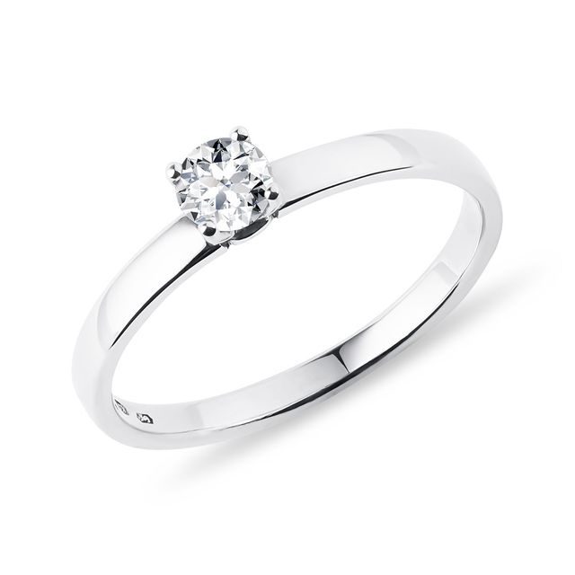 CLASSIC WHITE GOLD ENGAGEMENT RING WITH DIAMOND - SOLITAIRE ENGAGEMENT RINGS - ENGAGEMENT RINGS