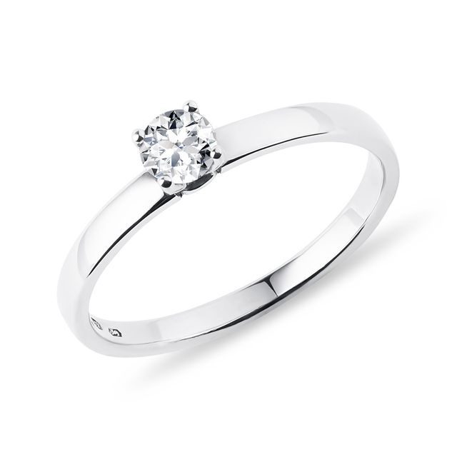 BAGUE DE FIANÇAILLES CLASSIQUE EN OR BLANC AVEC DIAMANT - SOLITAIRES - BAGUES DE FIANÇAILLES