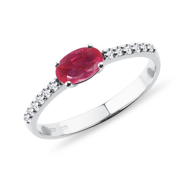 Ruby diamond and diamond ring in white gold