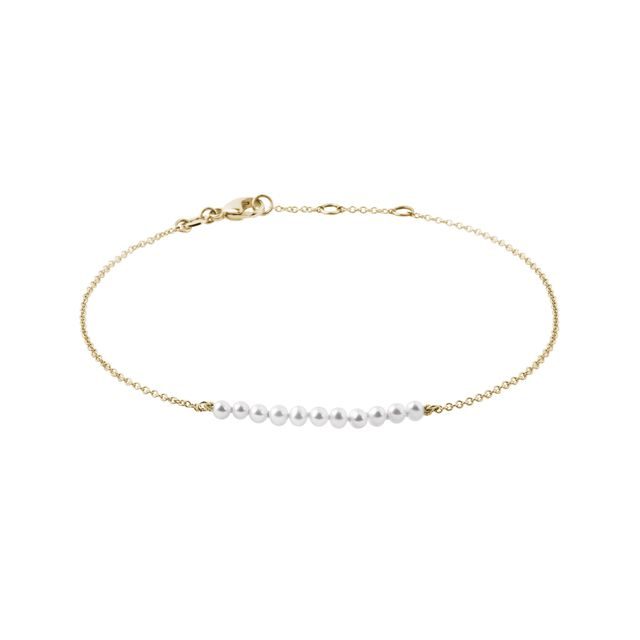 BRACELET CHAÎNE EN OR JAUNE ET PERLES - BRACELETS EN PERLES - PERLES