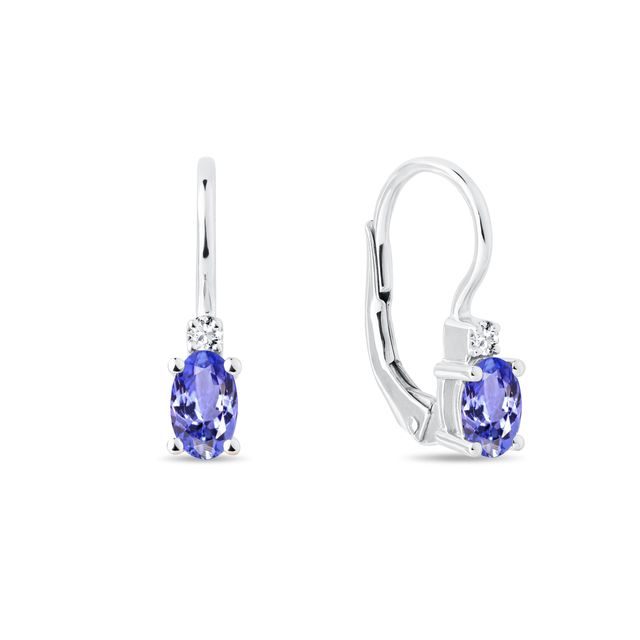 GOLDOHRRINGE MIT DIAMANT UND OVALEN TANSANITEN - OHRRINGE TANSANIT - OHRRINGE