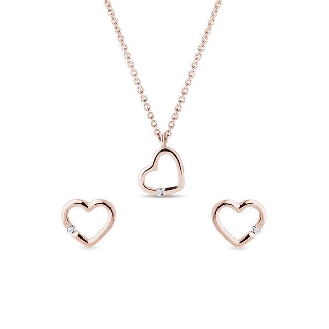 DIAMOND ROSE GOLD HEART JEWELRY SET - JEWELRY SETS - FINE JEWELRY