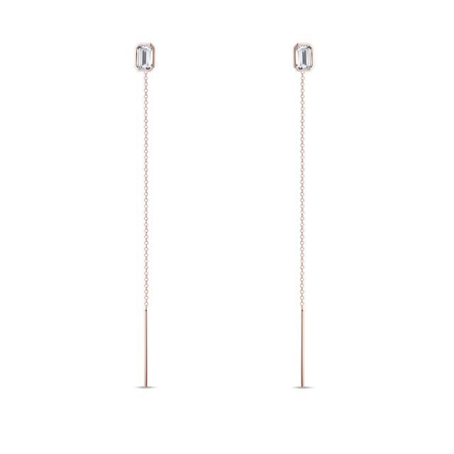 BOUCLES D'OREILLES CHAÎNE EN OR ROSE, DIAMANTS DE SYNTHÈSE - BOUCLES D'OREILLES EN DIAMANT - BOUCLES D'OREILLES