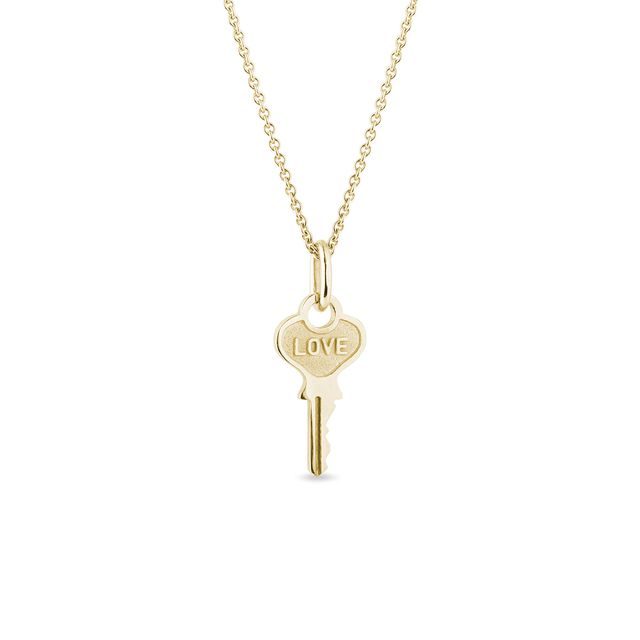 LOVE KEY PENDANT IN GOLD - YELLOW GOLD NECKLACES - NECKLACES