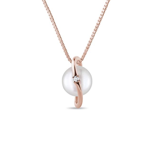 COLLIER EN OR AVEC PERLE ET DIAMANT - PENDENTIFS EN PERLES - PERLES