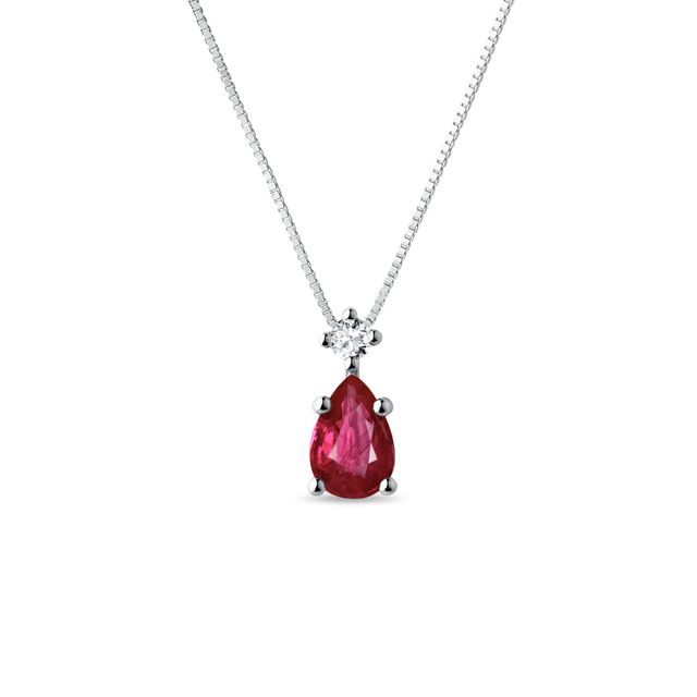 RUBY NECKLACE AND BRILLIANT IN WHITE GOLD - RUBY NECKLACES - NECKLACES