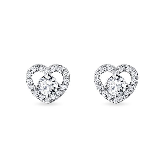 BOUCLES D'OREILLES CŒUR EN OR BLANC AVEC DIAMANTS - BOUCLES D'OREILLES EN DIAMANT - BOUCLES D'OREILLES