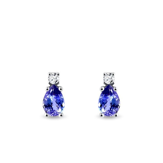 TANZANITE EARRINGS WITH DIAMONDS IN WHITE GOLD - TANZANITE EARRINGS - EARRINGS